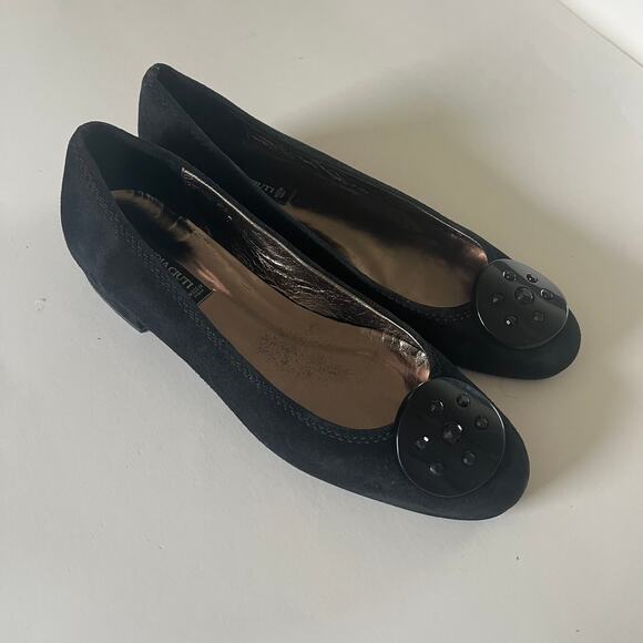 Claudia Ciuti Black Suede Emblem Flat Women's 7N Made in Italy Ballet Slip On - Picture 7 of 7